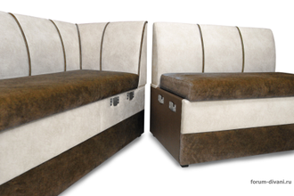 Кухонный Угловой диван "Форум-8" Коричневый/Слоновая кость Левый