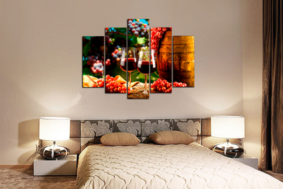 Модульная картина "Вино и виноград"