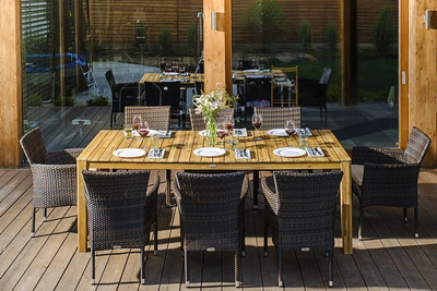 Обеденный комплект Aura 215 см на восемь персон с креслами