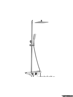 Смeситель для ванны и душа с регулируемой высотой стойки и верхней душевой лейкой Тропический дождь Lemark Tropic LM7006C
