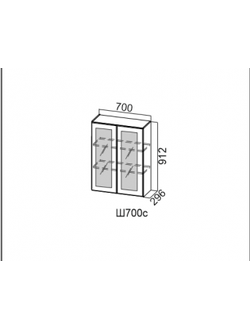 Шкаф навесной 700/912 (со стеклом)