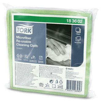 183602 Tork Microfiber Re-Usable Cleaning Cloth Tork микрофибра многоразового использования зеленая