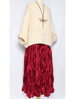 Юбка плотная шелковая "Жатая" винная   р.46-54