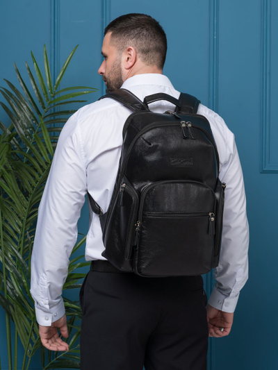 Кожаный рюкзак Bertario black (арт. 3102-01)