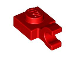 Plate, Modified 1 x 1 with Open O Clip Horizontal Grip, Red (61252 / 4524644 / 6335377)