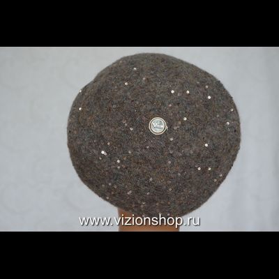 Вязаный берет для женщин зима 2020 Италия Vizio 6442 коричневый