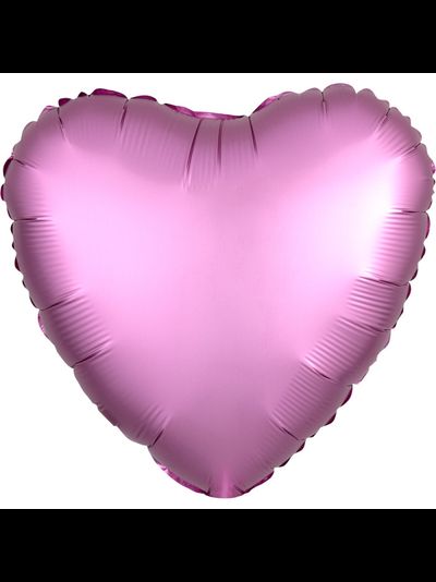 Шар фольгированный с гелием "Сердце Сатин фламинго" 45см