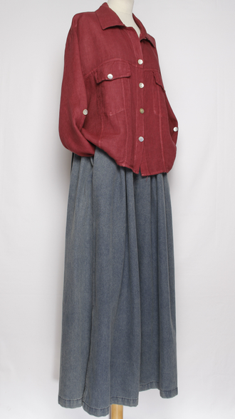 Блуза-жакет лён "КЛАПАНЫ КАРМАНЫ" вино, мокко р.48-54