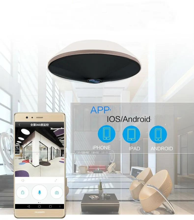 Панорамная IP WiFi/LAN видеокамера с углом обзора 360 градусов