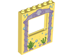 Panel 1 x 6 x 6 with Window with Pink Arch, Bubbles and Sea Grass Pattern 10723, Bright Light Yellow (15627pb009 / 6135158)