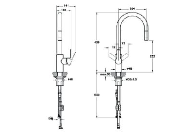 Смеситель Vitra Inox для кухни, с выдвижным изливом, A42153EXP