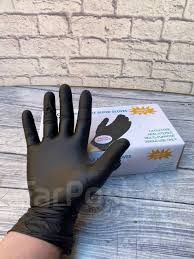 Перчатки нитриловые  черные (50 пар) р. М S, XS   WALLY