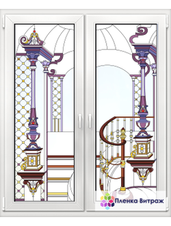 Витражная пленка, витражная пленка самоклеющаяся под заказ,пленочный витраж с классическим рисунком