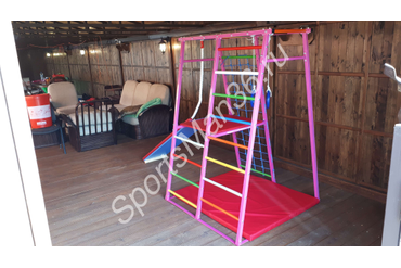 ДСК РАННЕГО РАЗВИТИЯ PLASTEP ТЕРЕМОК 170 С ПЛОЩАДКОЙ МЕТАЛЛ. Цвет: розовый, перекладины цветные.