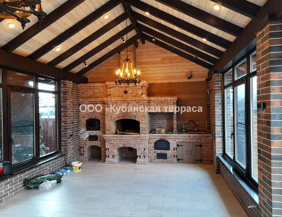 Кирпичная беседка 9*5м