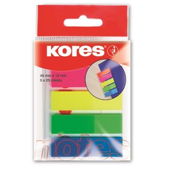 Клейкие закладки пластиковые 5 цветов по 25 листов Film Kores 45105