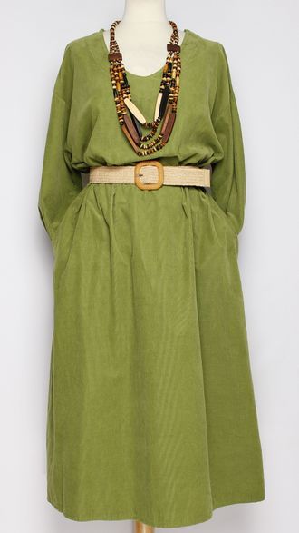 Платье  Бохо "Вельвет мысик" яблоко, шоколад до р.50