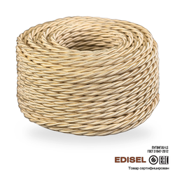 Витой ретро провод 3х2.5 песочный шелк бухта
