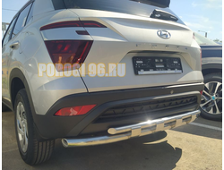 Защита заднего бампера с перемычками d60/42 для для Hyundai Creta 2021-