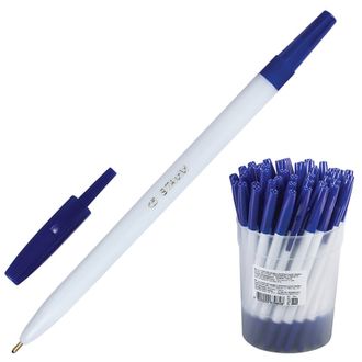 Ручка шариковая с грипом ОФИСМАГ, СИНЯЯ, корпус синий, узел 0,7 мм, линия письма 0,35 мм, 141293, 60 штук в упаковке
