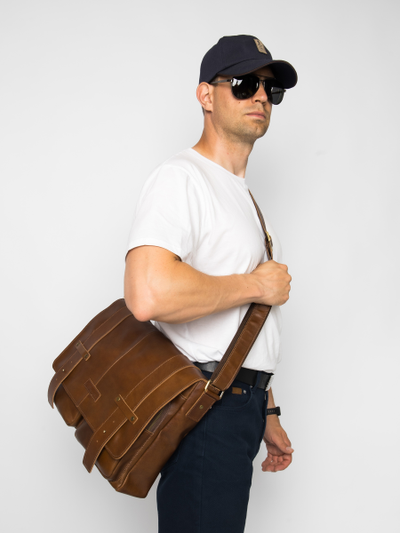 Кожаная мужская сумка Madruzzo Premium brown (арт. 
5068-63)