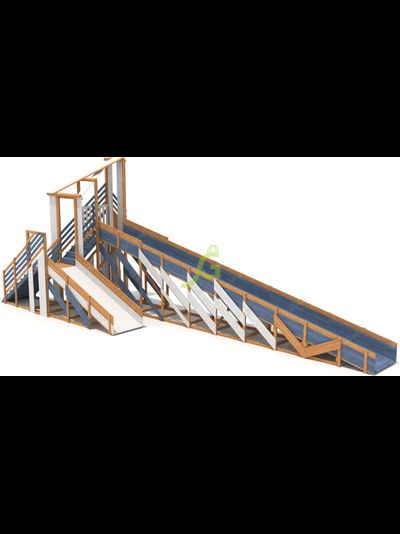 Зимняя деревянная горка &quot;IgraGrad Snow Fox 12 м&quot; с двумя скатами мод.3