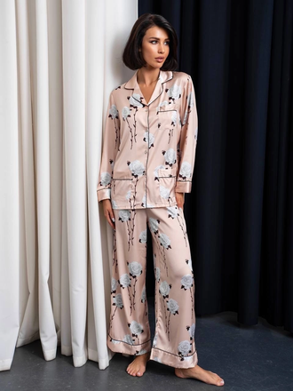 Пижама 3в1 с рисунком цветочек 44-46