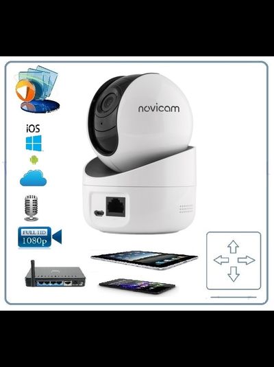 Novicam WALLE внутренняя моторизированная Wi-Fi/LAN видеокамера 2 Мп с кронштейном. с DVR. 2Mp Full HD (iVMS) (Версия: 1295)