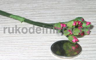 бумажные цветы "Роза закрытый бутон", цвет малиновый, 4 мм, 12 шт/уп