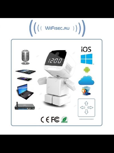 DE-WMrobot-clock Видеоняня WiFi-LAN видеокамера моторизированная с DVR, HD 960 p (cam360)