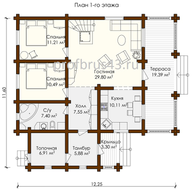 Семейный дом "Угодье" из клееного бруса, 215 м2