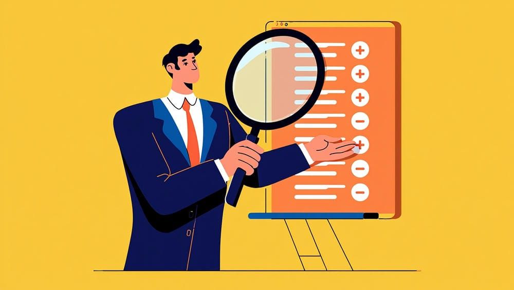 Предприниматель изучающий плюсы и минусы nethouse на большом экране