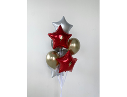 Фонтан красные звёзды+ серебро