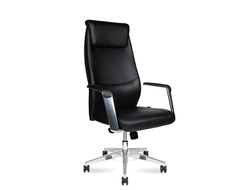 Кресло Davos Black / алюминиевая  база / черная экокожа
