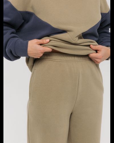 Брюки c манжетами хлопковый велюр (оливковый)