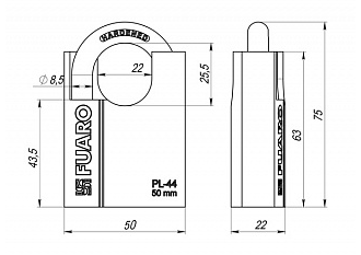 Замок навесной PL-4450 (50 мм) 3 "англ." кл. БЛИСТЕР