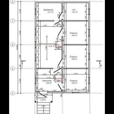 Одноэтажный каркасный дом с тремя спальнями 53м² (SK17)