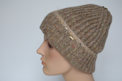 Шапка вязаная с отворотом Vizio Италия 6987 CRYО бежевая