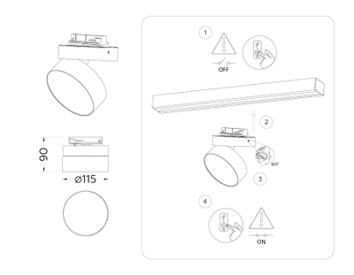 Трековый однофазный светодиодный светильник GL 6875 WH белый LED 16W 4200K D115*90