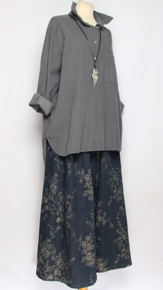 Рубашка вельветовая "АСИММЕТРИЯ" графит до р.52