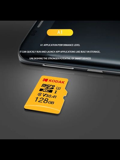 Карта памяти Kodak Micro SD, класс 10, UHS-1 U3 V30 A1 на 256 ГБ, чтение 100 МБ/с, запись данных 30 МБ/с, + переходник SD