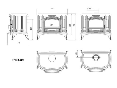 Печь-камин Koza/K9, Kratki (Польша)