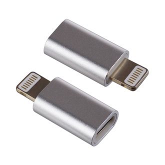 Переходник для iPhone, Micro USB розетка - 8 PIN (Lightning), серебро I4313