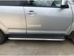 Пороги с накладным листом d53 для Mitsubishi Outlander XL (2006-2009)