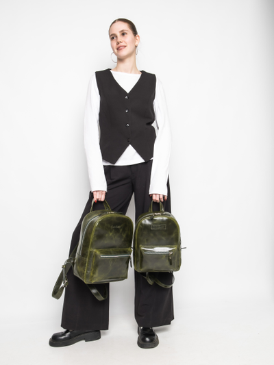 Женский кожаный рюкзак Anzolla dark green (арт. 
3040-11)