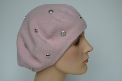 Итальянский пудровый фетровый берет Вицио