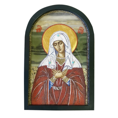 Иконы с каменной росписью, разные лики