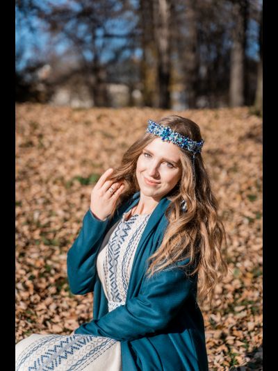 Накидка кафтан "Темная лазурь"