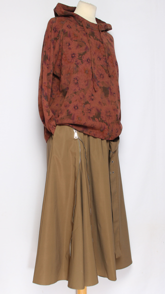 Джемпер ХЛОПОК "Капюшон Розы" коричневый до р.52