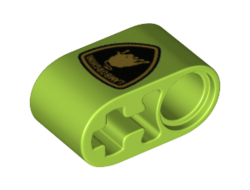 Technic, Liftarm Thick 1 x 2 - Axle Hole with Lamborghini Bull Logo Pattern, Lime (60483pb007 / 6302570 / 6345265)